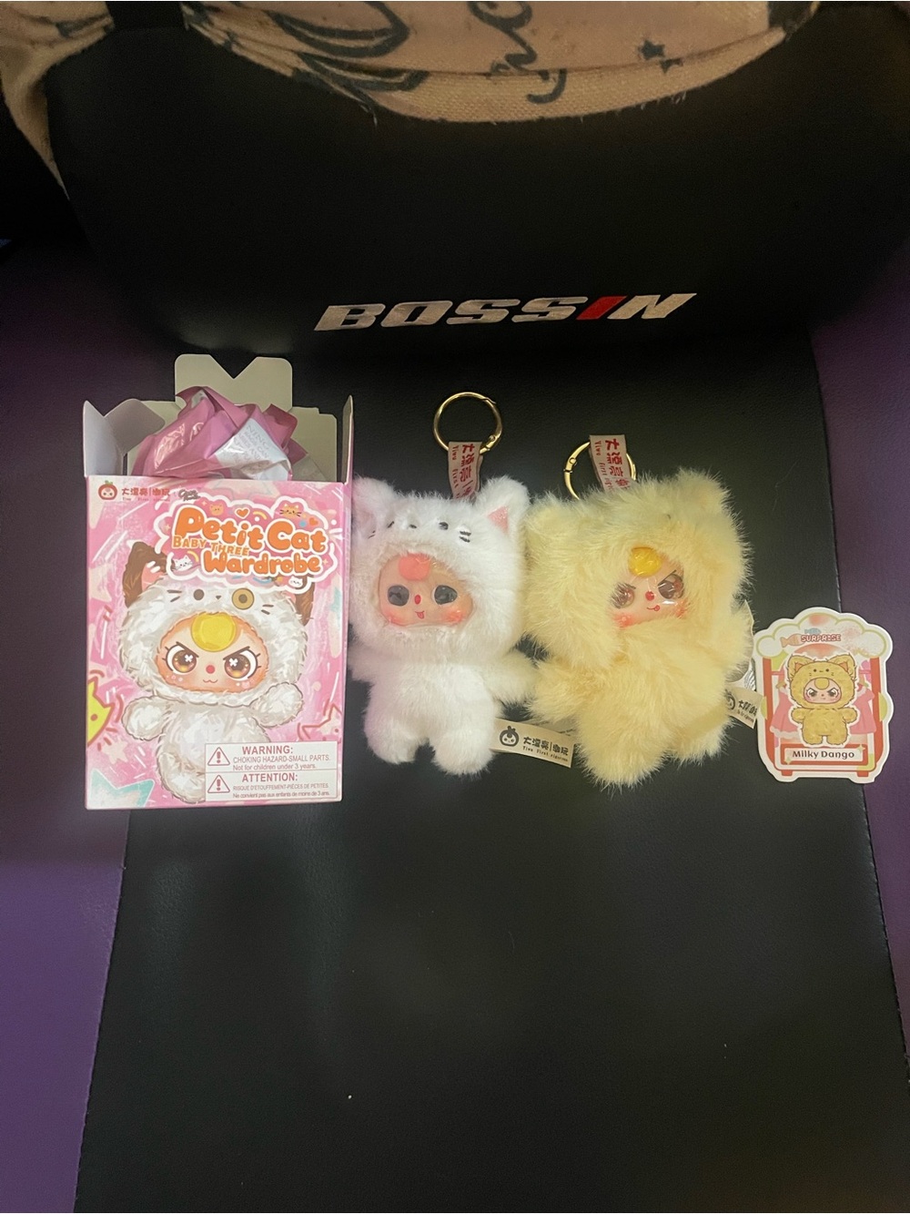 Baby three Petit cat macaron plush bundle